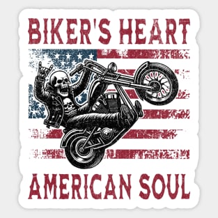 Biker's Heart American Soul Sticker